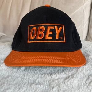 Adjustable OBEY Hat black and orange